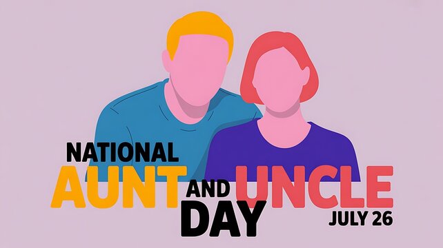 National aunt and uncle day celebration graphic featuring a couple illustration and holiday text date, celebration