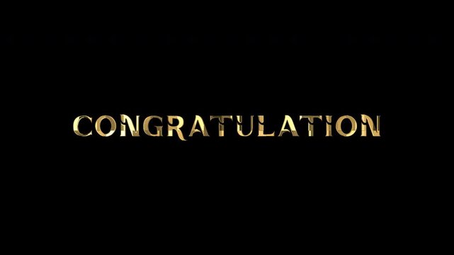 Congratulation text gold animation on transparent background text animation with alpha channel in 4K