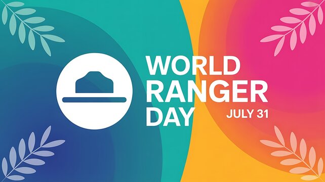 World ranger day commemorative graphic with iconic hat icon and july 31 date conservation wildlife protection