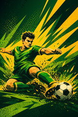 Naklejka premium soccer player performing a sliding tackle