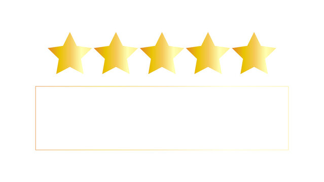Review feedback gold stars with comment section in a transparent background