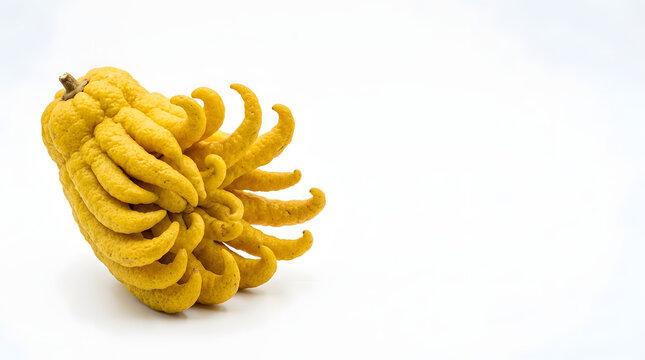 Buddhas hand citron fruit on white background