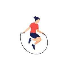Obraz premium Woman Jumping Rope Fitness Workout Flat Vector Illustration