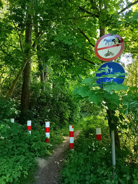 Ścieżka leśna z zakazem wjazdu dla motocykli i koni