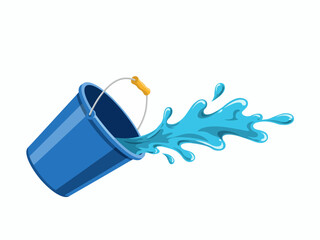 Obraz premium Blue bucket with water splashing out everyday household item