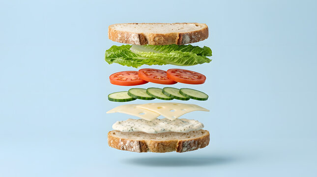 Levitating deconstructed sandwich layers shot