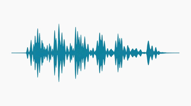 A blue sound wave graph representing audio data or voice modulation for the concept of sound technology.