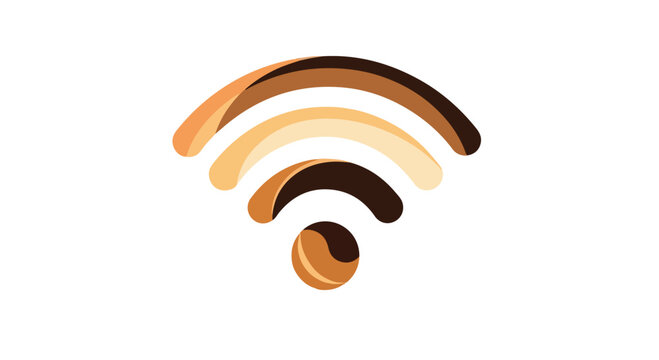 A stylized brown and orange Wi-Fi signal icon on a white background, symbolizing internet connectivity and wireless communication