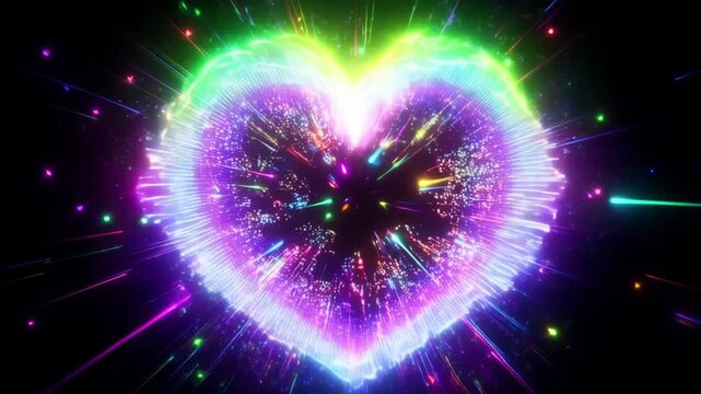 Massive Neon Heart with Colorful Audio Reactive Particles