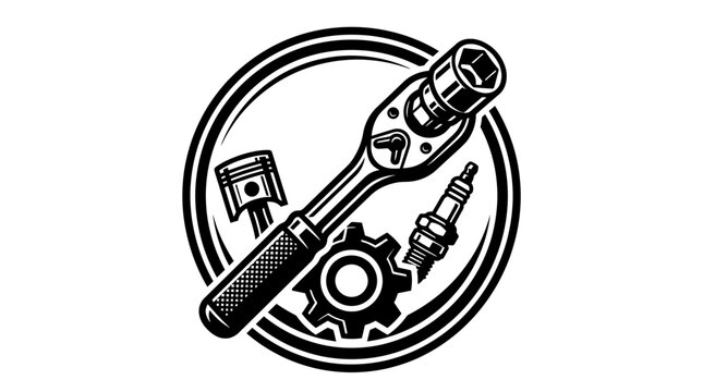 Ratchet tool with socket wrench.