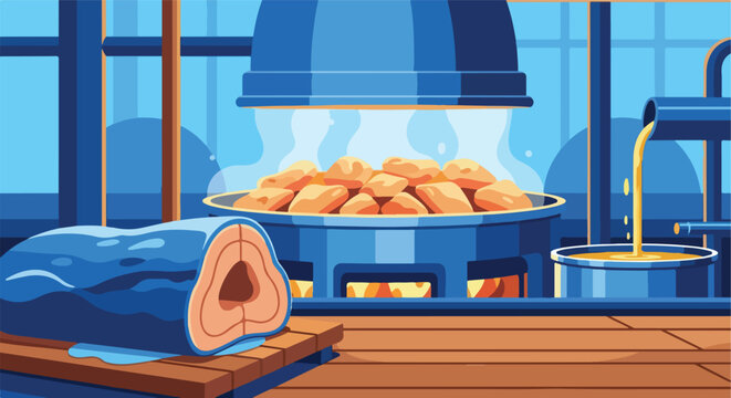 Industrial fish processing and oil extraction