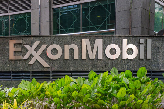 Kuala Lumpur, Malaysia-February 21, 2026: Sign for Exxon Mobil-the largest U.S.-based oil and gas company.