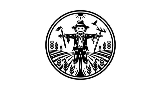 Scarecrow straw man farm figure.