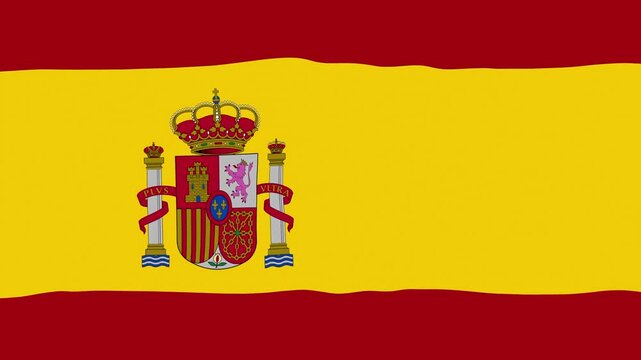Waving Spain National Flag 2D animation loop. Flat Color Flag Animation