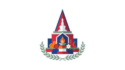 Obraz premium Thai Culture Symbol: Royal Emblem with Flame, Flowers, and Laurel