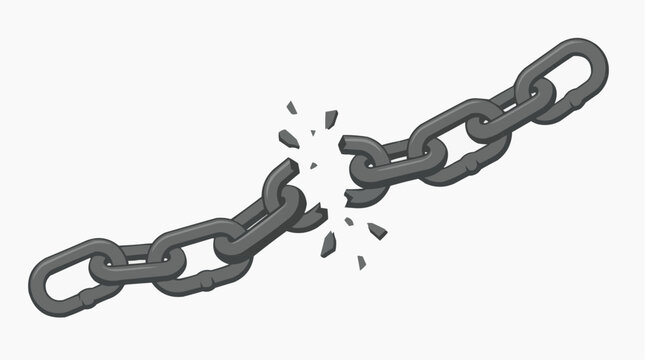 A broken metal chain symbolizing freedom and release