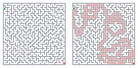 Fototapeta premium Children's maze puzzle with start and finish brain training