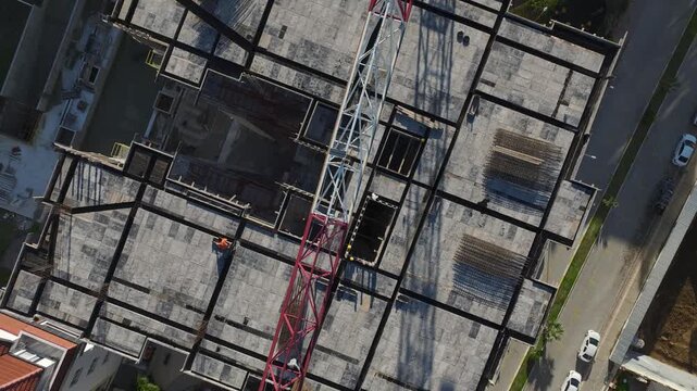 Aerial Video of Multi-Story Tower Under Development