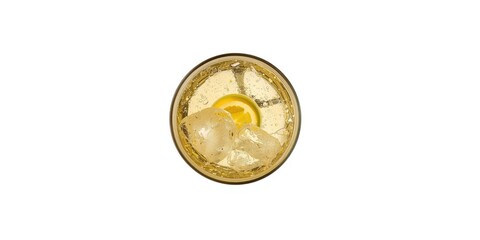 Obraz premium Overhead image of sparkling wine glass isolated on bright white background
