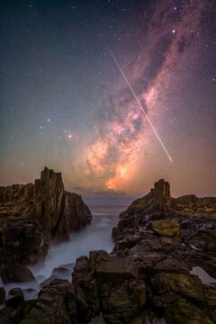 Meteor over the Milky Way core. Captured on Nikon Z7 and 20mm lens in Bombo Kiama