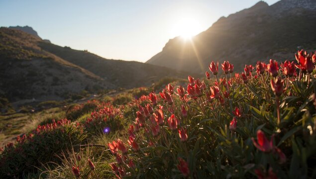 Table Mountain's Cape Floral Kingdom fynbos plants with open copyspace
