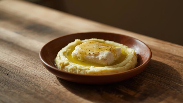 Rustic French cod brandade combining mashed potatoes and a touch of olive oil