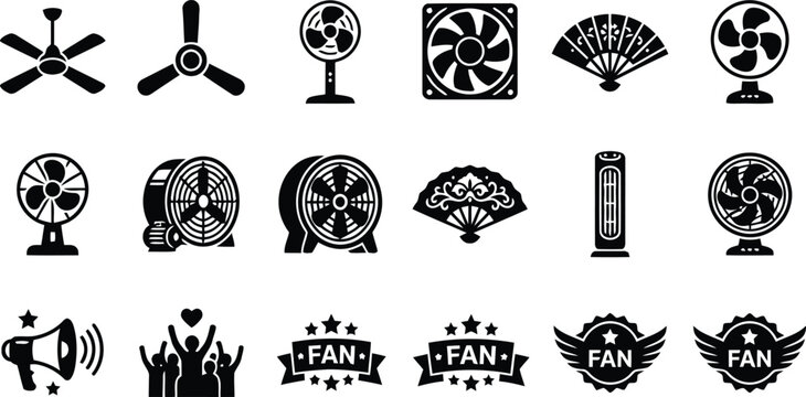 Black fan icons and symbols