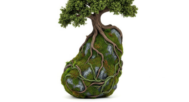 Green pine tree with hanging moss illustration