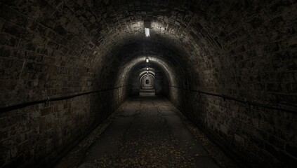Fototapeta premium Wide field view capturing an aged military tunnel repurposed for tourism