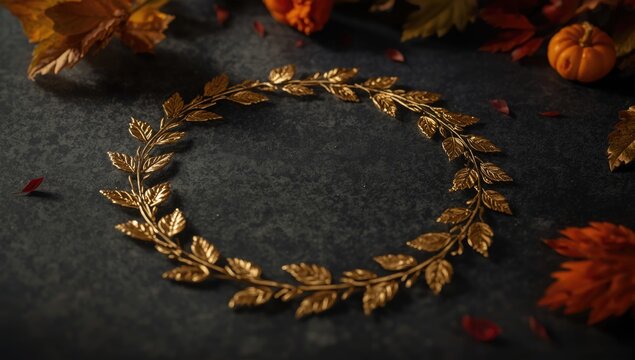 Inviting fall menu featuring a decorative leaf frame on a deep dark background