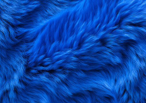 Close-up of intensely blue, fluffy material with light and shadow play creating textures and depth. The soft fibers swirl and overlap