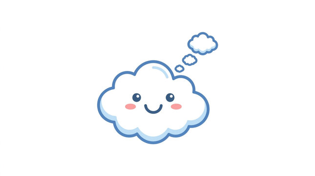 Cute cartoon cloud with a happy face and thought bubble.