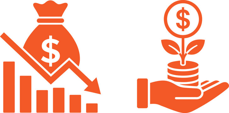 Busignees concept financial loss and growth investment recession and prosperity illustration