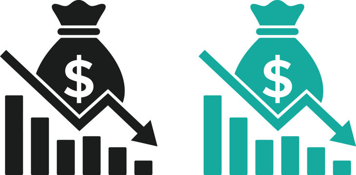Financial loss illustration declining revenue investment failure and busignees economic downturn
