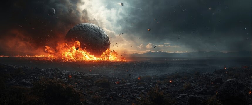 Meteor induced asteroid collision affecting Earth's surface