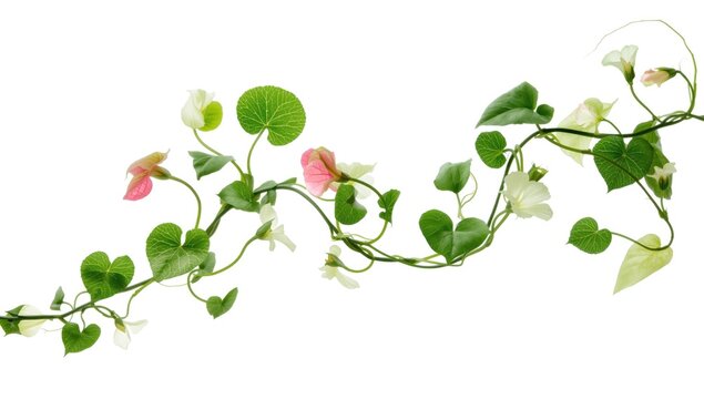 Isolated wild morning glory liana vines twisting against white background clipping path included