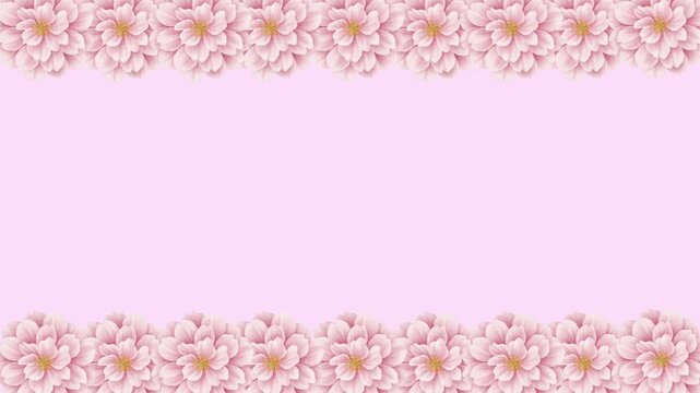 Pink floral flower frame with blossom border background for wedding cards and spring decoration