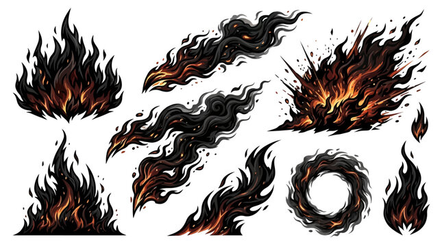 Flames fire burning blaze elements.