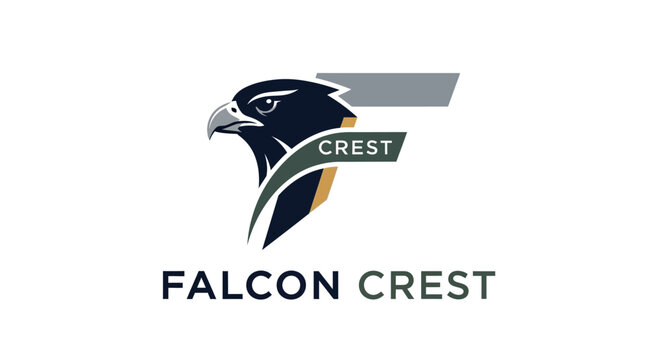 Falcon Crest logo with bird head.