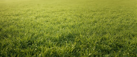 Obraz premium Minimal textured green lawn background with soft wind waves and copy space area