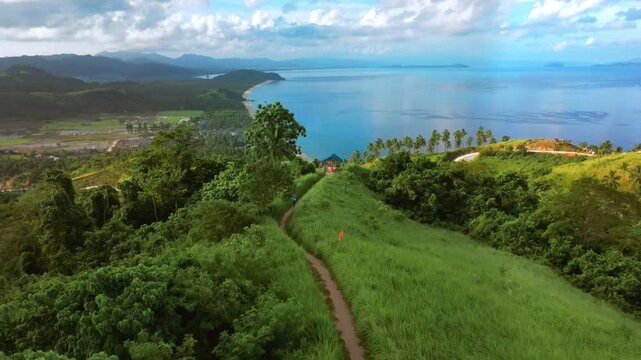 Aerial View Of Scenic Coastal Road And Cliffs In Palawan Philippines