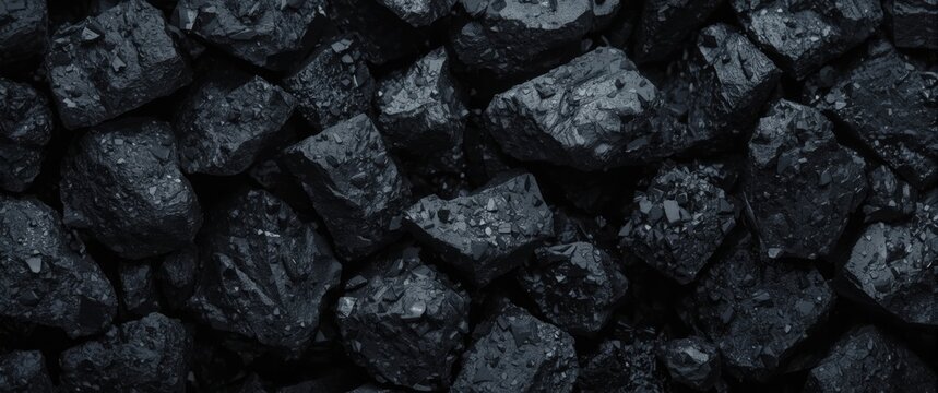 High grade anthracite stone coal arranged in solid black diamond backdrop