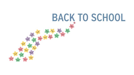 Fototapeta premium Back to School Stars Path: A colorful and whimsical path made of happy star icons leads towards the BACK TO SCHOOL text, symbolizing a cheerful start to the academic year.