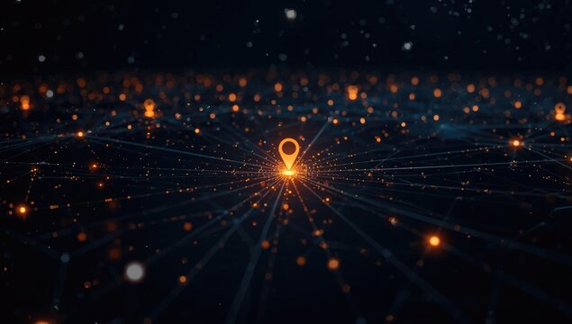 Visual concept of a federated learning ecosystem with protected data points connected by glowing lines in dark space
