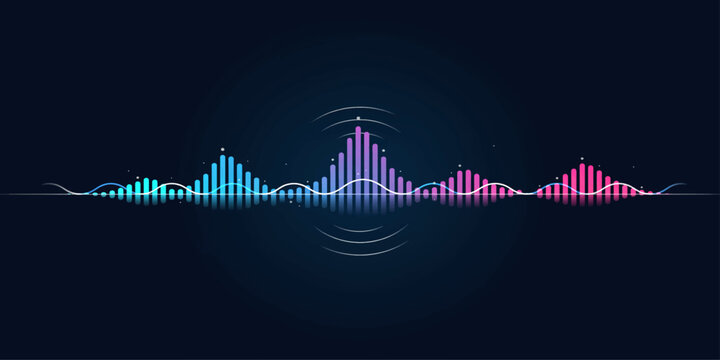 Blue abstract sound wave vector illustration with music equalizer waveform digital audio background design