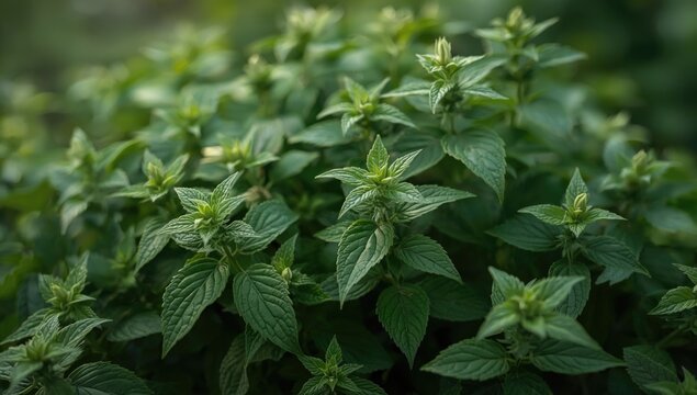Lush catnip herb displaying vibrant green leaves and emerging flowers showcasing gardening promise