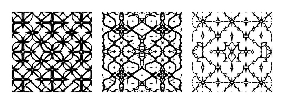 Luxury geometric lattice pattern set with metallic gold accents featuring elegant symmetrical composition, seamless repeating design with upscale wallpaper texture and sharp vector artwork
