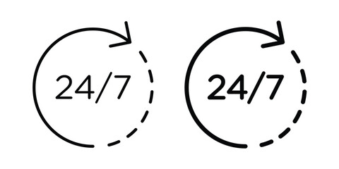 Fototapeta premium 24 Hours Support icon vector symbol in black filled and stroke style