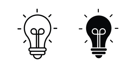 Bulb icon. Editable line vector element set © Surya