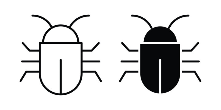 Bug icon. Editable line vector element set